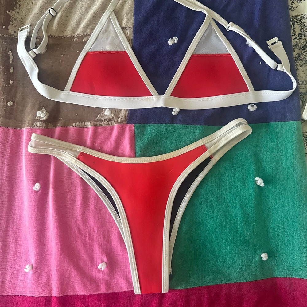 Hoaka “Island” Red and White Bikini Set